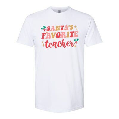 Groovy Retro Christmas School Santas Favorite Teacher Gift Softstyle® CVC T-Shirt