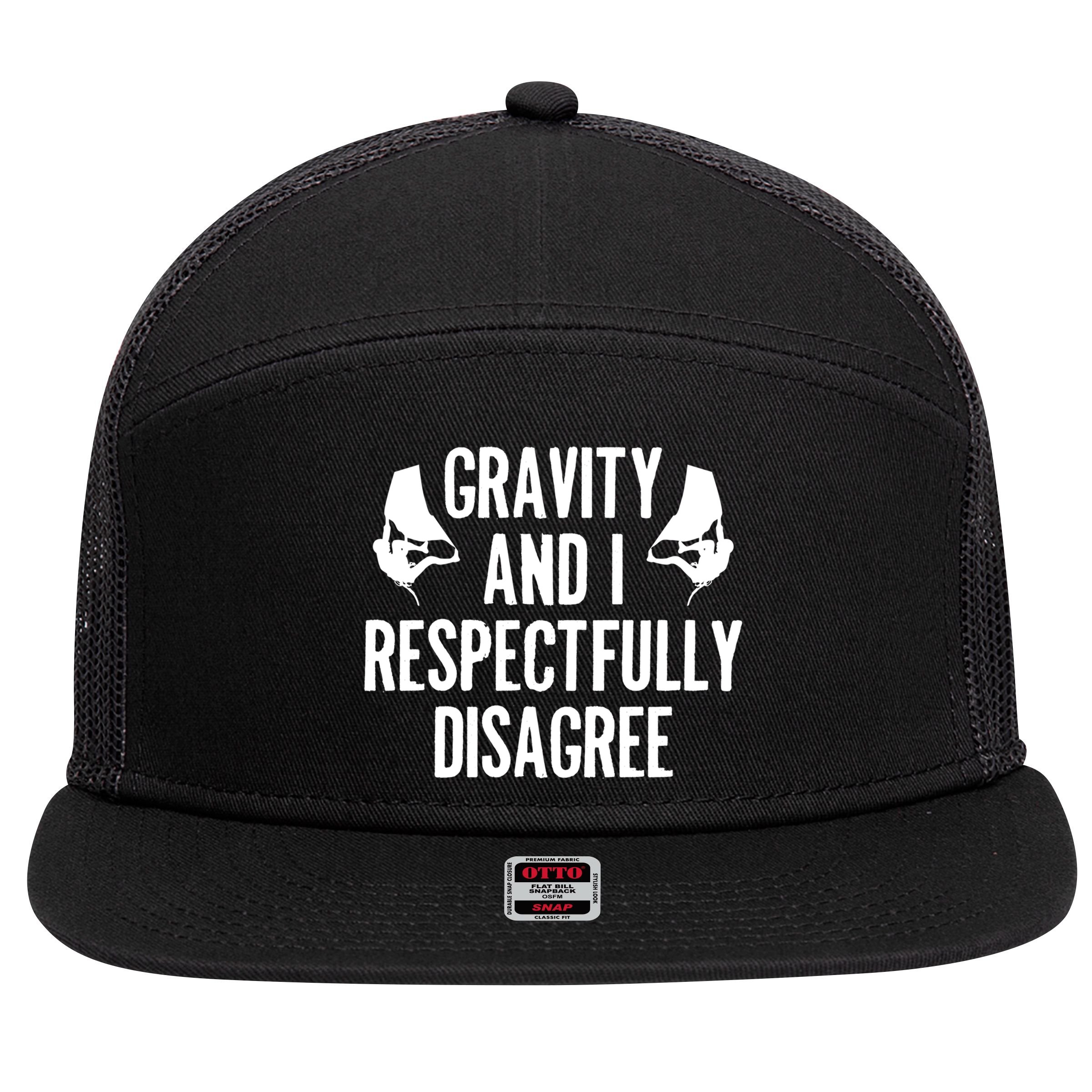 Gravity Rock Climbing Bouldering Climber Climb Mountain Funny Gift 7 Panel Mesh Trucker Snapback Hat