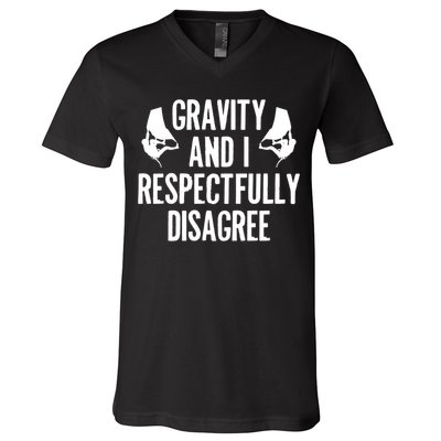 Gravity Rock Climbing Bouldering Climber Climb Mountain Funny Gift V-Neck T-Shirt