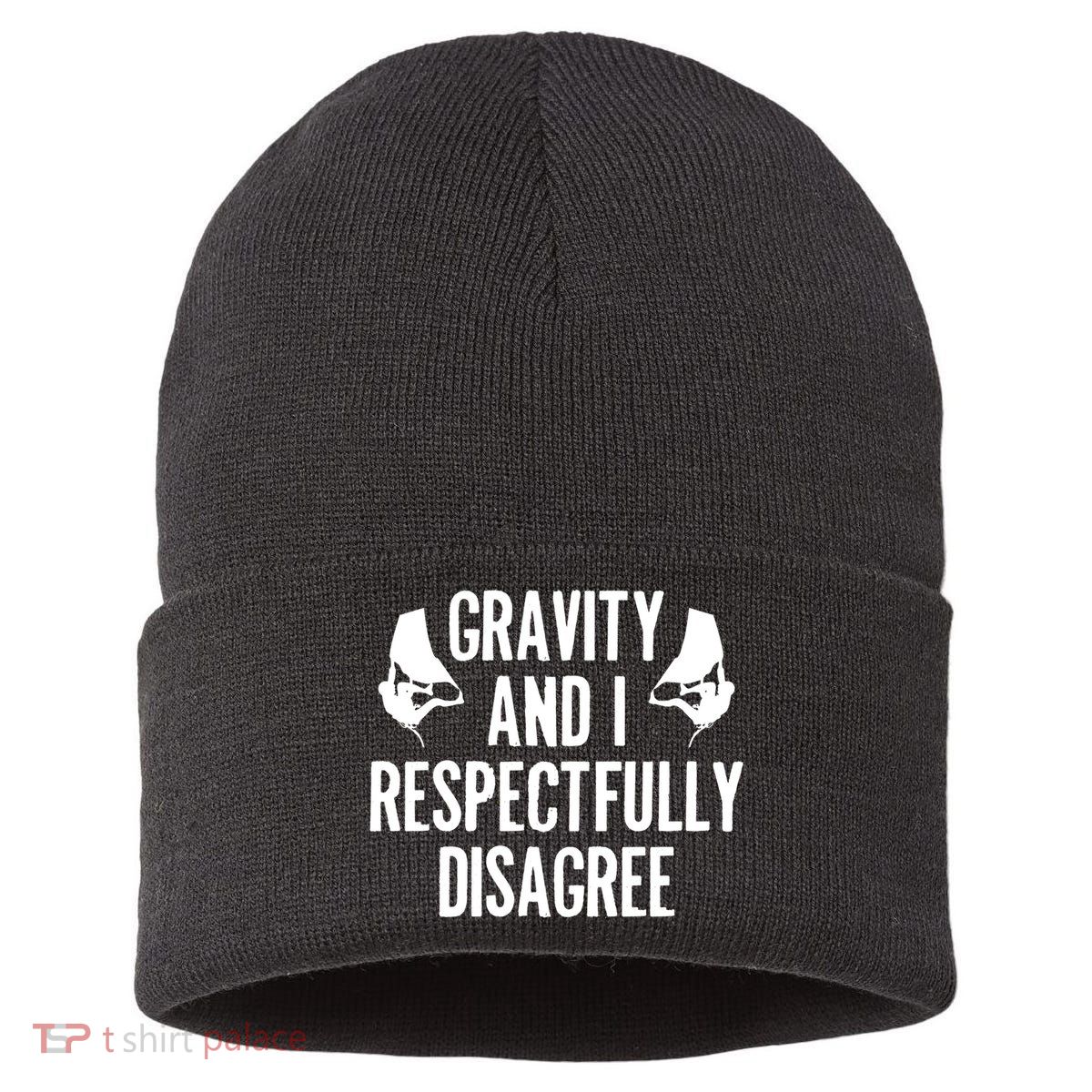 Gravity Rock Climbing Bouldering Climber Climb Mountain Funny Gift Sustainable Knit Beanie