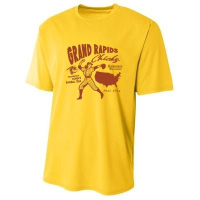 Grand Rapids Chicks Professional Women Baseball Team Youth Performance Sprint T-Shirt