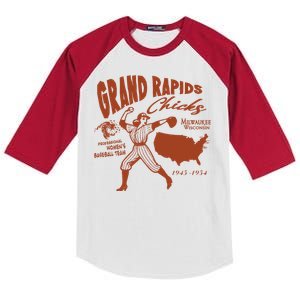 Grand Rapids Chicks Professional Women Baseball Team Kids Colorblock Raglan Jersey