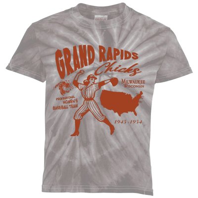 Grand Rapids Chicks Professional Women Baseball Team Kids Tie-Dye T-Shirt