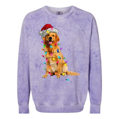 Golden Retrievers Christmas Lights Hat Santa Dog Lover Colorblast Crewneck Sweatshirt