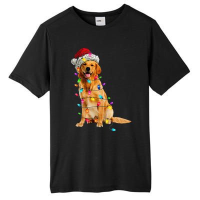 Golden Retrievers Christmas Lights Hat Santa Dog Lover Tall Fusion ChromaSoft Performance T-Shirt