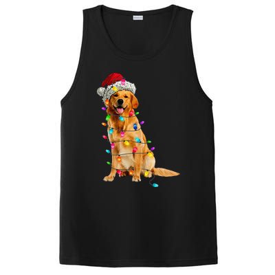 Golden Retrievers Christmas Lights Hat Santa Dog Lover PosiCharge Competitor Tank