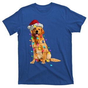 Golden Retrievers Christmas Lights Hat Santa Dog Lover T-Shirt