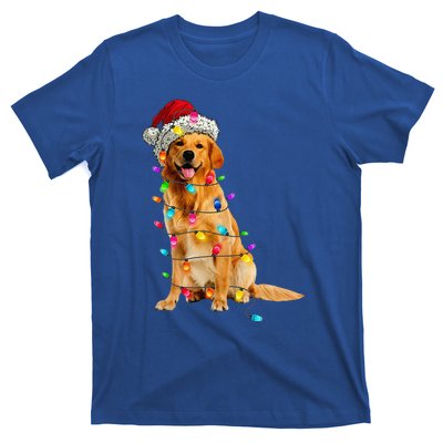 Golden Retrievers Christmas Lights Hat Santa Dog Lover T-Shirt