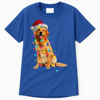 Golden Retrievers Christmas Lights Hat Santa Dog Lover Tall T-Shirt