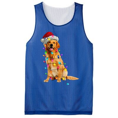 Golden Retrievers Christmas Lights Hat Santa Dog Lover Mesh Reversible Basketball Jersey Tank