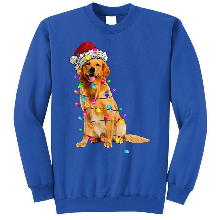 Golden Retrievers Christmas Lights Hat Santa Dog Lover Tall Sweatshirt