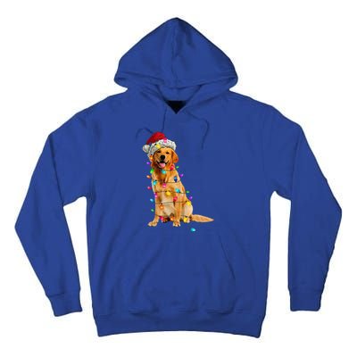 Golden Retrievers Christmas Lights Hat Santa Dog Lover Tall Hoodie