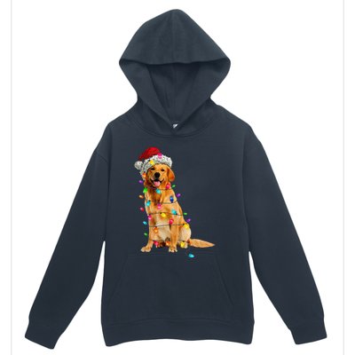 Golden Retrievers Christmas Lights Hat Santa Dog Lover Urban Pullover Hoodie