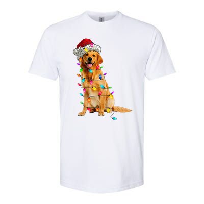 Golden Retrievers Christmas Lights Hat Santa Dog Lover Softstyle CVC T-Shirt