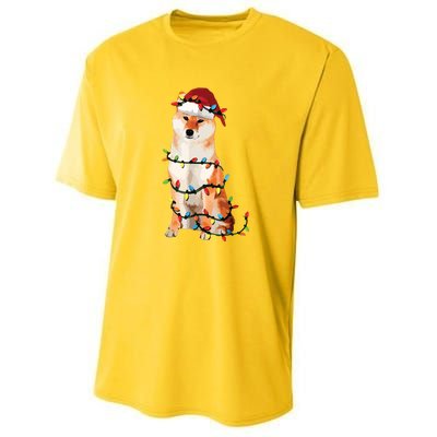 Golden Retrievers Christmas Lights Hat Santa Dog Lover VNeck Youth Performance Sprint T-Shirt