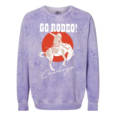 Go Rodeo Country Vintage Rodeo Cowgirl Colorblast Crewneck Sweatshirt