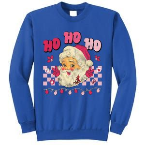 Groovy Retro Christmas Pink Santa Claus Peace Signs Hippie Gift Sweatshirt