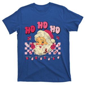 Groovy Retro Christmas Pink Santa Claus Peace Signs Hippie Gift T-Shirt