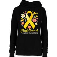 Gold Ribbon Childhood Cancer Awareness Girl Gift Womens Funnel Neck Pullover Hood