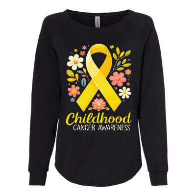 Gold Ribbon Childhood Cancer Awareness Girl Gift Womens California Wash Sweatshirt