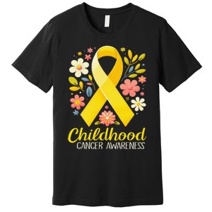 Gold Ribbon Childhood Cancer Awareness Girl Gift Premium T-Shirt