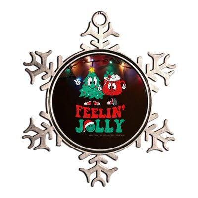 Groovy Retro Christmas Santa Hippie Feelin Jolly Hot Cocoa Metallic Star Ornament