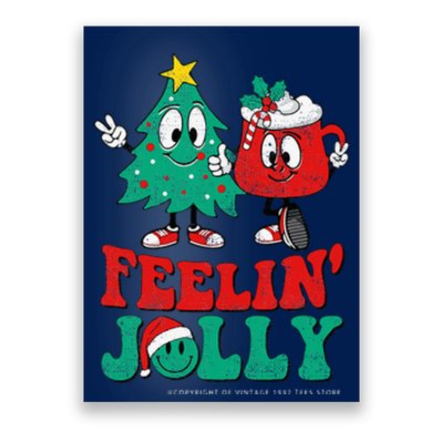 Groovy Retro Christmas Santa Hippie Feelin Jolly Hot Cocoa Poster