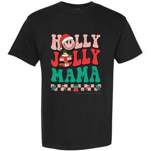 Groovy Retro Christmas Hippie Have A Holly Xmas Jolly Mama Garment-Dyed Heavyweight T-Shirt