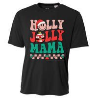 Groovy Retro Christmas Hippie Have A Holly Xmas Jolly Mama Cooling Performance Crew T-Shirt