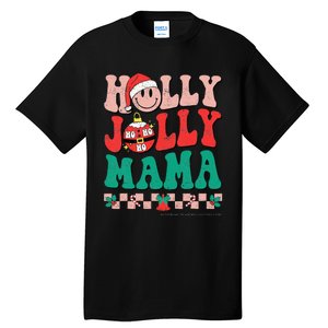 Groovy Retro Christmas Hippie Have A Holly Xmas Jolly Mama Tall T-Shirt