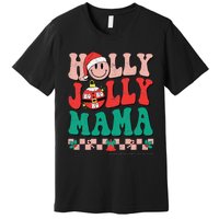 Groovy Retro Christmas Hippie Have A Holly Xmas Jolly Mama Premium T-Shirt