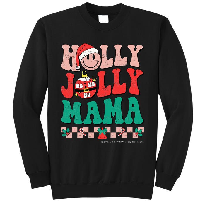 Groovy Retro Christmas Hippie Have A Holly Xmas Jolly Mama Tall Sweatshirt