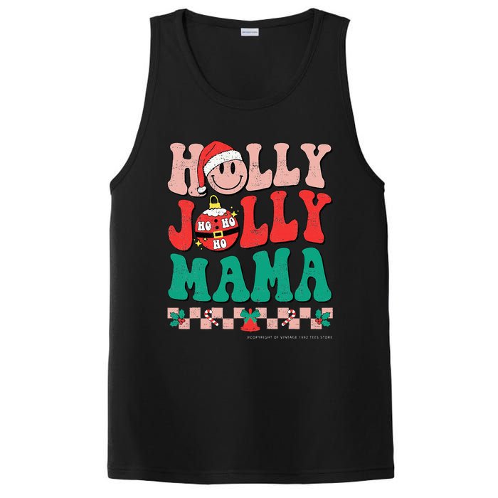 Groovy Retro Christmas Hippie Have A Holly Xmas Jolly Mama PosiCharge Competitor Tank