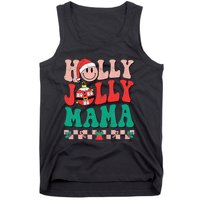 Groovy Retro Christmas Hippie Have A Holly Xmas Jolly Mama Tank Top