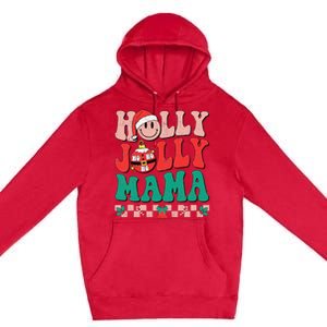 Groovy Retro Christmas Hippie Have A Holly Xmas Jolly Mama Premium Pullover Hoodie