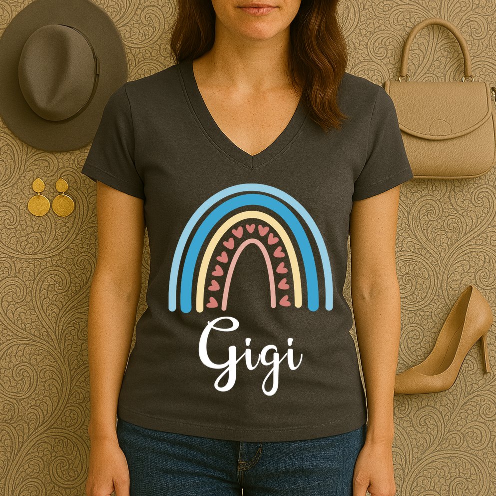 Gigi Rainbow Cute Gift For Grandma Women's V-Neck T-Shirt