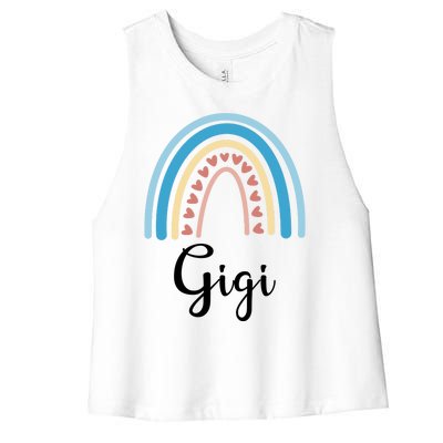 Gigi Rainbow Cute Gift For Grandma Women's Racerback Cropped Tank