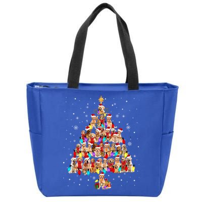 Golden Retrievers Christmas Tree XMas Lights Dog Lover Great Gift Zip Tote Bag