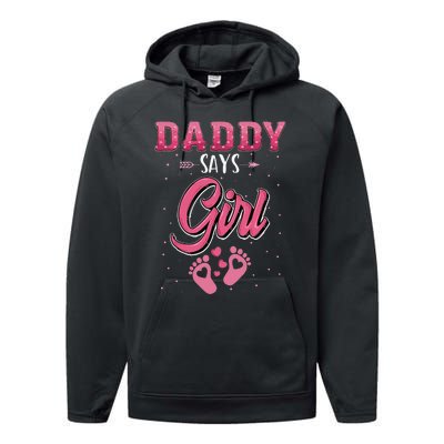 Gender reveal daddy dad matching family set Performance Fleece Hoodie