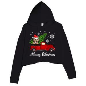 Golden Retriever Dog Riding Red Truck Christmas Decorations Cool Gift Crop Fleece Hoodie