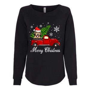 Golden Retriever Dog Riding Red Truck Christmas Decorations Cool Gift Womens California Wash Sweatshirt