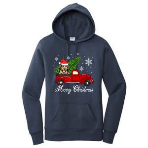 Golden Retriever Dog Riding Red Truck Christmas Decorations Cool Gift Women's Pullover Hoodie