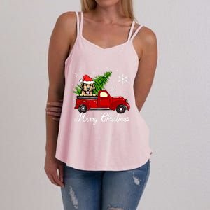 Golden Retriever Dog Riding Red Truck Christmas Decorations Cool Gift Women's Strappy Tank