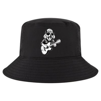 Golden Retriever Dog Playing Guitar Rock On Guitarist Wo Cool Comfort Performance Bucket Hat