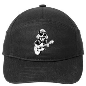 Golden Retriever Dog Playing Guitar Rock On Guitarist Wo 7-Panel Snapback Hat