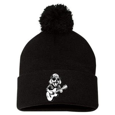 Golden Retriever Dog Playing Guitar Rock On Guitarist Wo Pom Pom 12in Knit Beanie