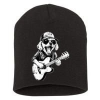 Golden Retriever Dog Playing Guitar Rock On Guitarist Wo Short Acrylic Beanie