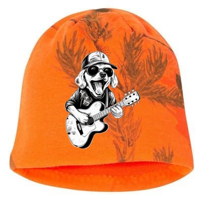 Golden Retriever Dog Playing Guitar Rock On Guitarist Wo Kati - Camo Knit Beanie