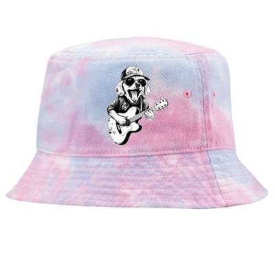 Golden Retriever Dog Playing Guitar Rock On Guitarist Wo Tie-Dyed Bucket Hat