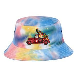 Golden Retriever Dog Love Red Pickup Truck Christmas Gift Tie Dye Newport Bucket Hat